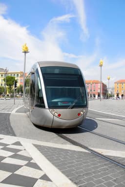 Tram crossing Place Masséna in Nice