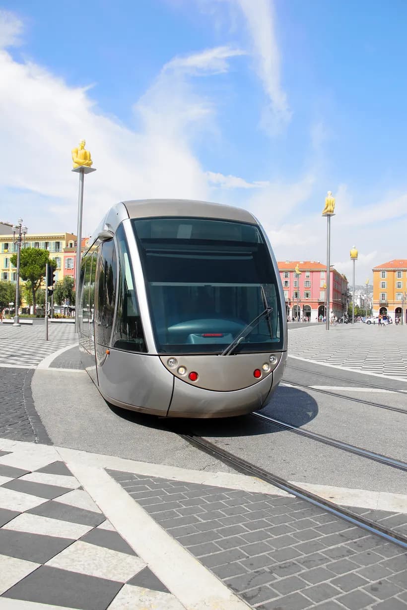 Tram crossing Place Masséna in Nice